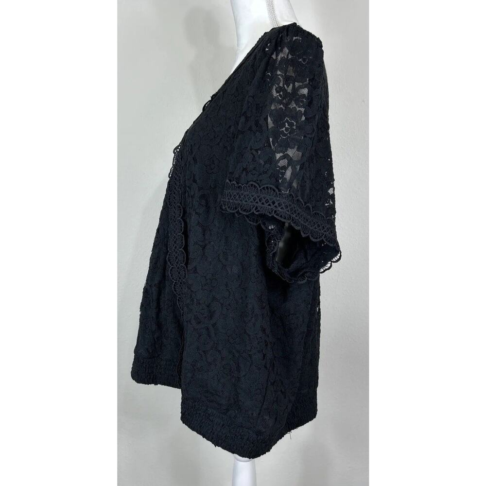 Torrid Black Floral Lace V-Neck Puff Sleeve Cropped Blouse Plus Size 5X (28) - Picture 8 of 12